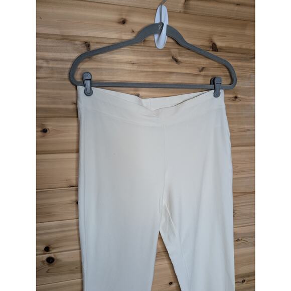 Eileen Fisher Pants Medium Ivory Knit Straight Leg Casual Career - Picture 2 of 8